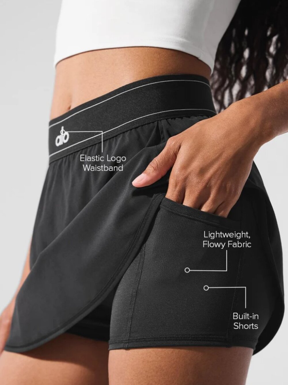 💗Alo Yoga Match Point Tennis Mini Skirt🧚‍Black Tenniscore Trendy & Chic NWT - Picture 8 of 8
